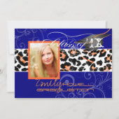 PixDezines-Abschluss Orange Leopard/DIY-Farbe Einladung (Vorderseite)