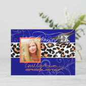 PixDezines-Abschluss Orange Leopard/DIY-Farbe Einladung (Stehend Vorderseite)