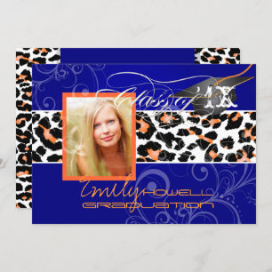PixDezines-Abschluss Orange Leopard/DIY-Farbe Einladung
