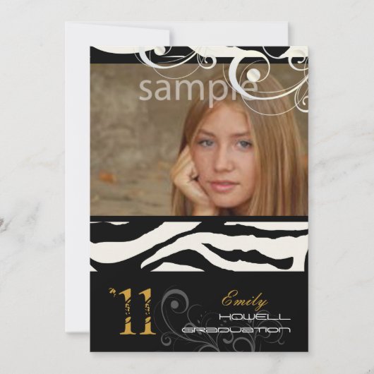 PixDezines Abschluss, Zebra Print Einladung (Vorderseite)