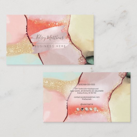 PixDezines Abstract Alcohol n Ink Visitenkarte (Vorne/Hinten)