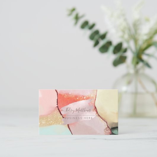 PixDezines Abstract Alcohol n Ink Visitenkarte (Stehend Vorderseite)