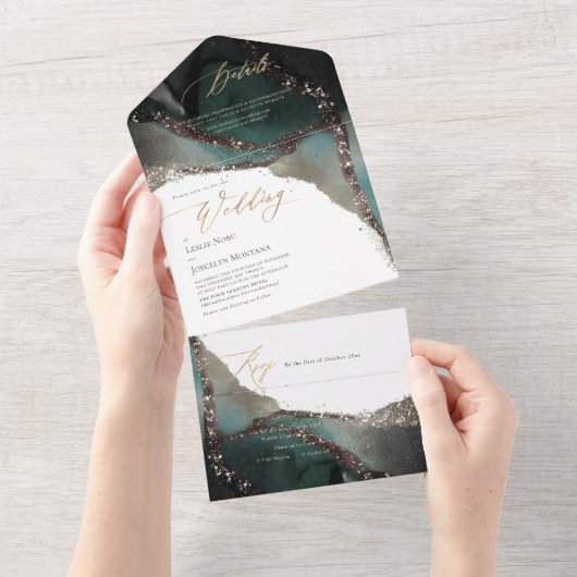 PixDezines Abstrakt an Sea Blue All In One Einladung (Abreißen)