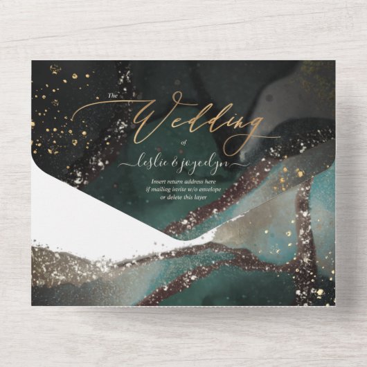 PixDezines Abstrakt an Sea Blue All In One Einladung (Rückseite)