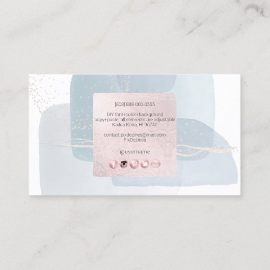 PixDezines Abstrakt Arrangement H2 Dusty Blue Busi Visitenkarte (Rückseite)