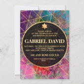 PixDezines Abstrakt Galaxy Bar Mitzvah Einladung (Rückseite)