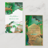 PixDezines Abstrakt Watercolor Gold Smarald Visitenkarte (Vorne/Hinten)