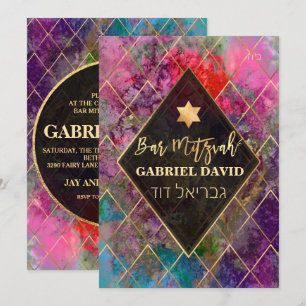PixDezines Abstrakte Galaxy Bar Mitzwa Einladung