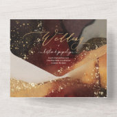 PixDezines Abstrakte kosmische Imitat Goldene Ader All In One Einladung (Rückseite)