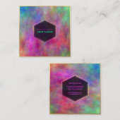 PixDezines Abstrakte Wasserfarbe/Neon Quadratische Visitenkarte (Vorne/Hinten)