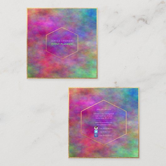 PixDezines Abstrakte Wasserfarbe/Neon Quadratische Visitenkarte (Vorne/Hinten)