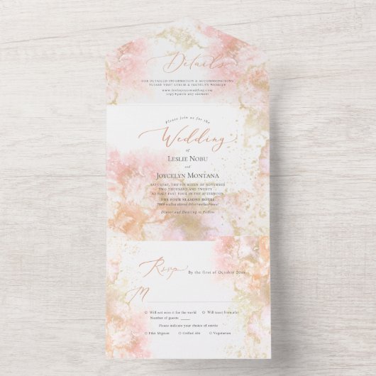 PixDezines Abstrakter kosmischer Rosa All In One Einladung (Innen Boden)