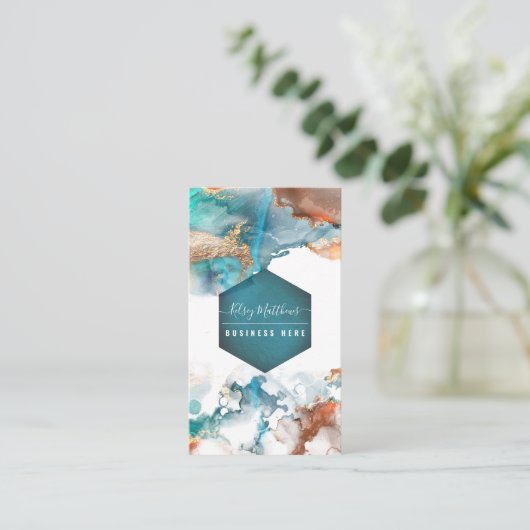 PixDezines Abstraktes Kupfer Visitenkarte (Stehend Vorderseite)