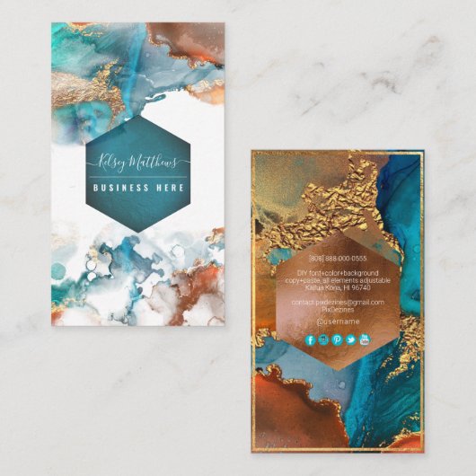 PixDezines Abstraktes Kupfer Visitenkarte (Vorne/Hinten)