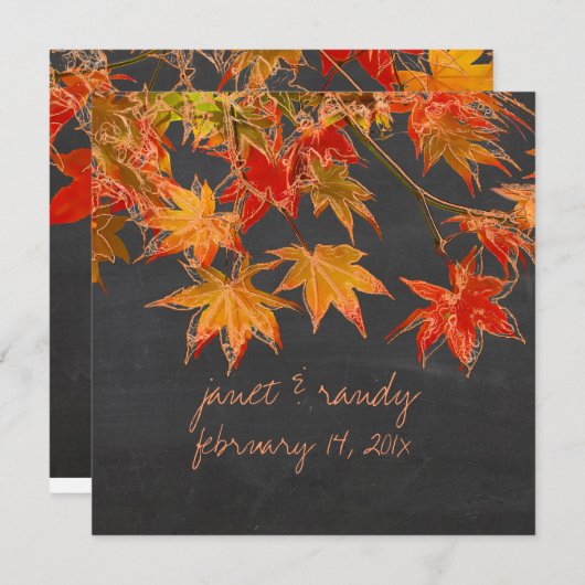 PixDezines Ahorn-Blätter+Chalkboard/Fallereignis Einladung (Vorne/Hinten)