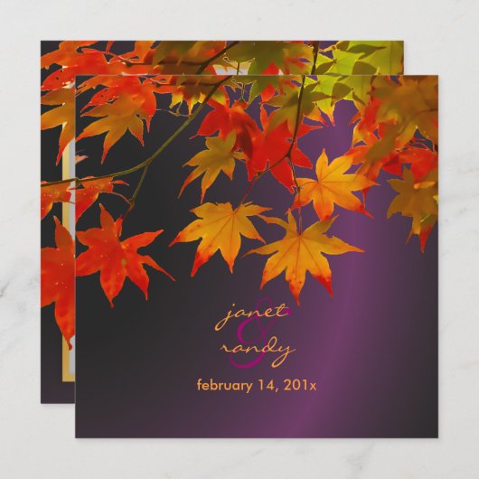 PixDezines Ahorn-Blätter/Herbstereignis Einladung (Vorne/Hinten)