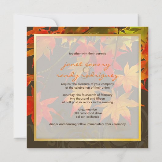 PixDezines Ahorn-Blätter/Herbstereignis Einladung (Rückseite)