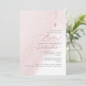 PixDezines Alcohol Blush Pink Rose Gold Taufe Einladung (Stehend Vorderseite)