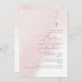 PixDezines Alcohol Blush Pink Rose Gold Taufe Einladung (Vorne/Hinten)