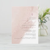 PixDezines Alcohol Dusty Pink Rose Gold Taufe Einladung (Stehend Vorderseite)