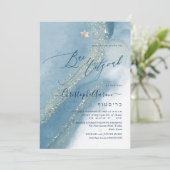 PixDezines Alcohol+Ink Aquamarines dunkelblaues Si Einladung (Stehend Vorderseite)