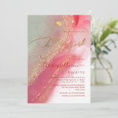 PixDezines Alcohol+Ink Crimson Red Aquamarin Gray Einladung (Stehend Vorderseite)