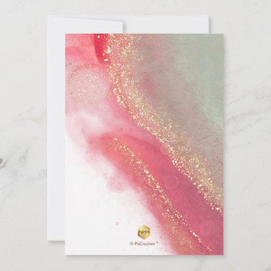 PixDezines Alcohol+Ink Crimson Red Aquamarin Gray Einladung (Rückseite)