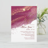 PixDezines Alcohol+Ink Maroon/Sangria Bar Mitzvah Einladung (Stehend Vorderseite)