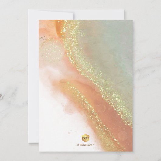 PixDezines Alcohol+Ink Rusty Orange Aquamarin Grau Einladung (Rückseite)