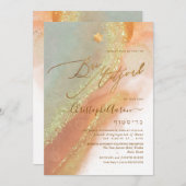 PixDezines Alcohol+Ink Rusty Orange Aquamarin Grau Einladung (Vorne/Hinten)