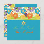 PixDezines Alegre Retro-Blüte, Bat Mitzvah Einladung (Vorne/Hinten)