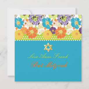 PixDezines Alegre Retro-Blüte, Bat Mitzvah Einladung