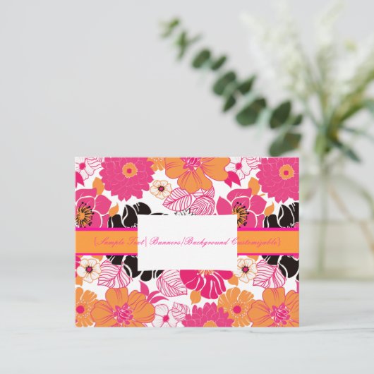 PixDezines Alegre Retro Floral, Marketing Postkart Postkarte (Stehend Vorderseite)