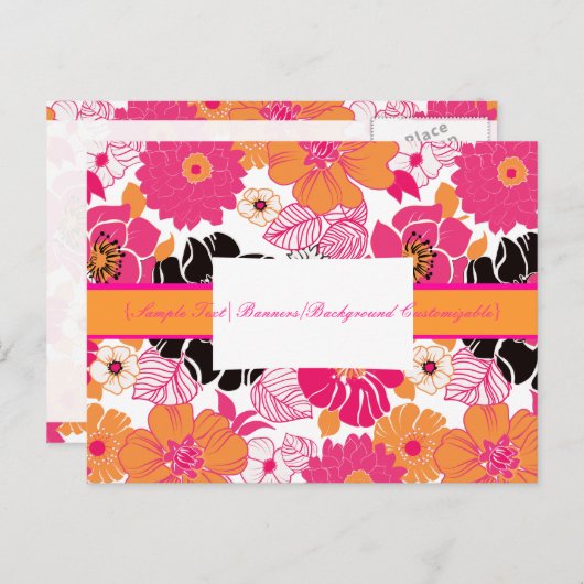PixDezines Alegre Retro Floral, Marketing Postkart Postkarte (Vorne/Hinten)