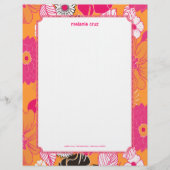 PixDezines Alegre Retro Floral, Monogramm verfügba Briefkopf (Vorderseite)