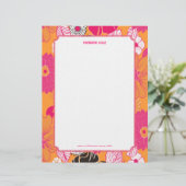 PixDezines Alegre Retro Floral, Monogramm verfügba Briefkopf (Stehend Vorderseite)