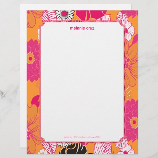 PixDezines Alegre Retro Floral, Monogramm verfügba Briefkopf (Vorne/Hinten)