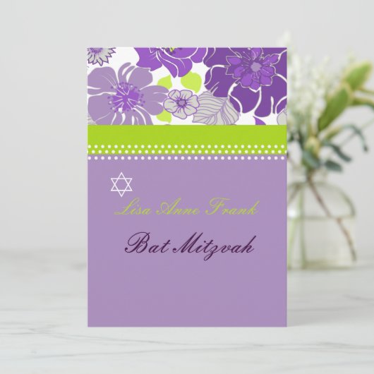 PixDezines ALEGRE RETRO-STRÖME BAT MITZVAH Einladung (Stehend Vorderseite)