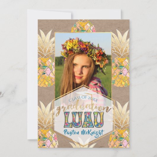 PixDezines Aloha Ananas, Abschluss Luau Einladung (Vorderseite)