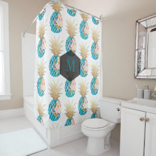 PixDezines Aloha Ananas/Aqua/DIY Hintergrund Duschvorhang