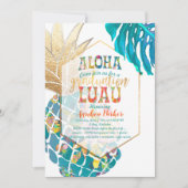 PixDezines Aloha Ananas/Aquamarin/Abschluss Luau Einladung (Vorderseite)