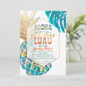 PixDezines Aloha Ananas/Aquamarin/Abschluss Luau Einladung (Stehend Vorderseite)