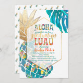 PixDezines Aloha Ananas/Aquamarin/Abschluss Luau Einladung (Vorne/Hinten)