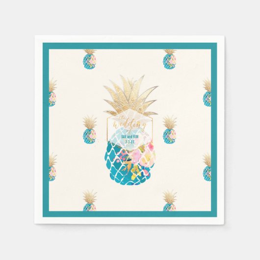 PixDezines Aloha Ananas/Aquamarin/DIY Hintergrund Serviette (Vorderseite)