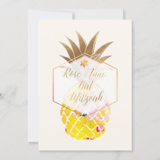 PixDezines Aloha Ananas/Aquarell/Bat Mitzvah Einladung (Vorderseite)