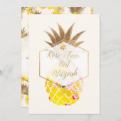 PixDezines Aloha Ananas/Aquarell/Bat Mitzvah Einladung (Vorne/Hinten)