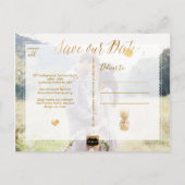 PixDezines Aloha Ananas/blau/Save the Date Ankündigungspostkarte (Rückseite)