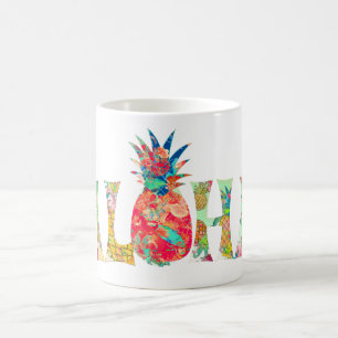 PixDezines Aloha Ananas+BlumenAquarell Kaffeetasse