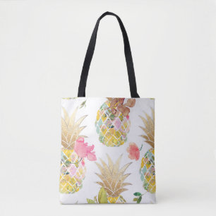 PixDezines Aloha Ananas+BlumenAquarell Tasche