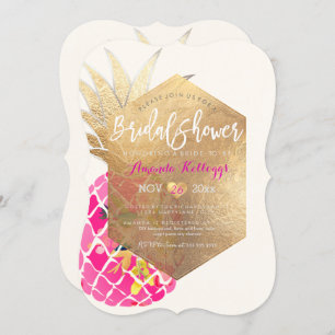 PixDezines Aloha Ananas Brautparty+Imitat Gold Einladung